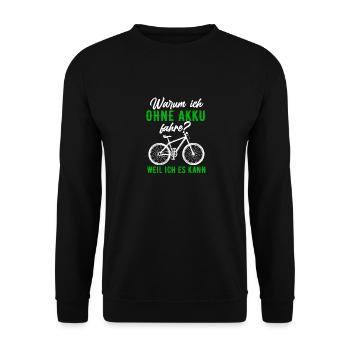 E-Bike Spruch - Unisex Pullover - Schwarz - Vorne - Alina (178cm) & Michal (187cm)