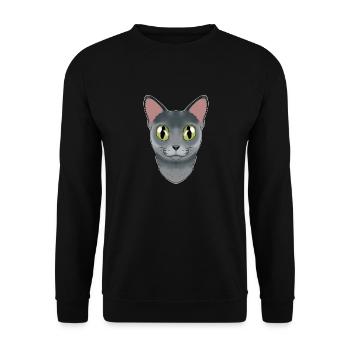Cat Lover I Cat Face I Russian Blue Cat - Unisex Pullover - Schwarz - Vorne - Alina (178cm) & Michal (187cm)