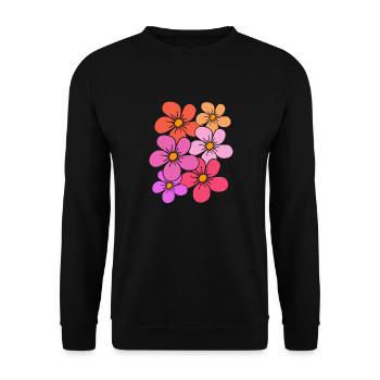 Blumen, Blumenstrauß, Blumenranke, Blumenmuster - Unisex Pullover - Schwarz - Vorne - Alina (178cm) & Michal (187cm)