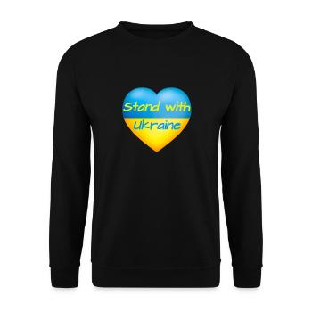 Stand with Ukraine Heart yellow blue flag Ukraine - Unisex Sweatshirt - black - Front - Alina (178cm) & Michal (187cm)
