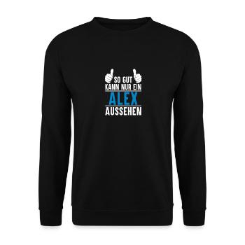 Alex Name Geschenkidee Alex Geschenk Vorname - Unisex Pullover - Schwarz - Vorne - Alina (178cm) & Michal (187cm)