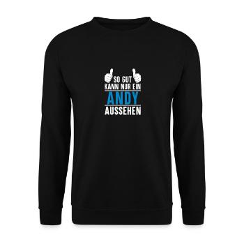 Andy Name Geschenkidee Andy Geschenk Vorname - Unisex Pullover - Schwarz - Vorne - Alina (178cm) & Michal (187cm)