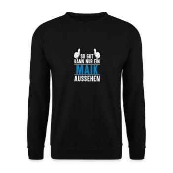 Maik Name Geschenkidee Maik Geschenk Vorname - Unisex Pullover - Schwarz - Vorne - Alina (178cm) & Michal (187cm)