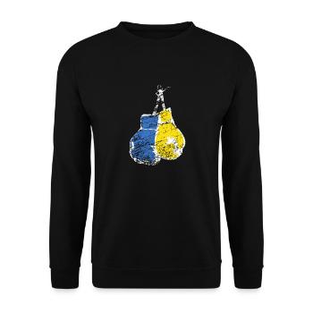 Gants De Boxe Ukraine Drapeau Stand With Ukraine - Sweat-shirt Unisexe - noir - Devant - Alina (178cm) & Michal (187cm)