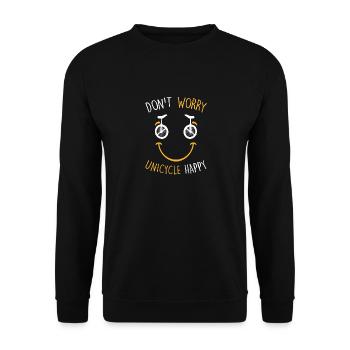 Don't Worry Unicycle Happy - Einrad - Unisex Pullover - Schwarz - Vorne - Alina (178cm) & Michal (187cm)