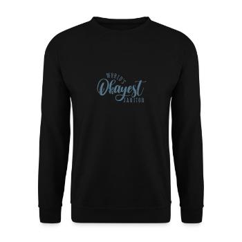 World's Okayest Janitor Hausmeister Beruf - Unisex Pullover - Schwarz - Vorne - Alina (178cm) & Michal (187cm)