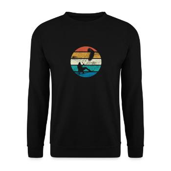 Kitesurf vintage, Kitesurfer, Coucher de soleil - Sweat-shirt Unisexe - noir - Devant - Alina (178cm) & Michal (187cm)
