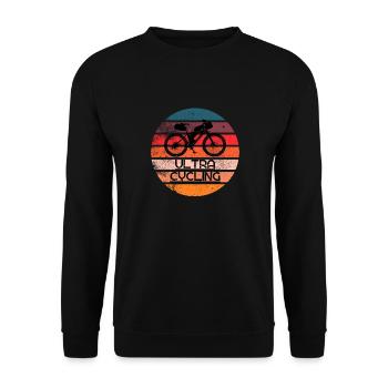 Ultra Cycling, retro Sonnenuntergang - Unisex Pullover - Schwarz - Vorne - Alina (178cm) & Michal (187cm)
