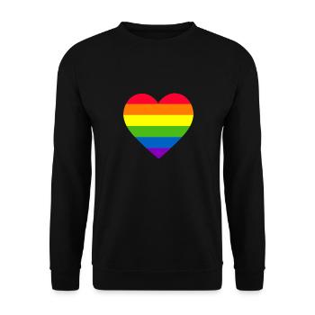 Regenbogen Herz - Unisex Pullover - Schwarz - Vorne - Alina (178cm) & Michal (187cm)