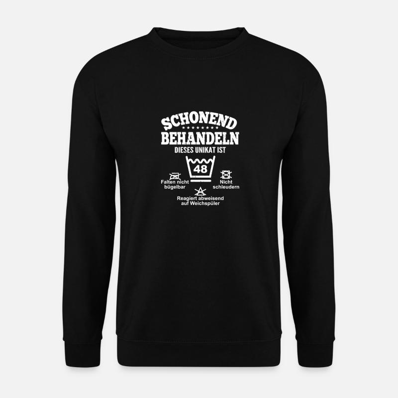 Schonend Behandeln 48. Geburtstag Mann Frau Lustig - Unisex Pullover - Schwarz