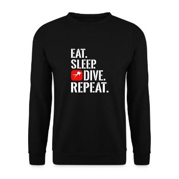 Diving Eat Sleep Dive Repeat Gift Saying - Unisex Sweatshirt - black - Front - Alina (178cm) & Michal (187cm)