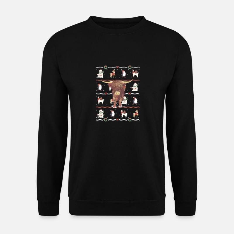 Schottisches Hochlandrind Ugly Christmas - Unisex Pullover - Schwarz