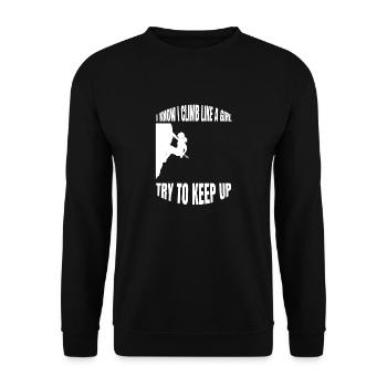Climbing Ladies Mountaineering Girls Bouldering Woman - Unisex Sweatshirt - black - Front - Alina (178cm) & Michal (187cm)
