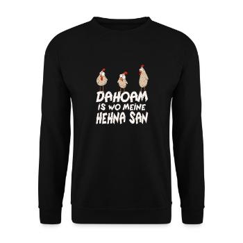 Bayrisch Hehna bauer huhn - Unisex Pullover - Schwarz - Vorne - Alina (178cm) & Michal (187cm)