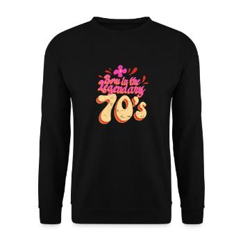 Born in the 70s 70s Retro Hippie colorful - Unisex Sweatshirt - black - Front - Alina (178cm) & Michal (187cm)
