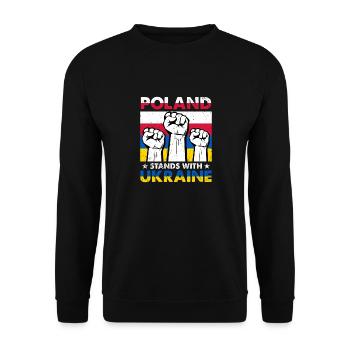 I Stand With Ukraine Poland Stands With Ukraine - Unisex Sweatshirt - black - Front - Alina (178cm) & Michal (187cm)