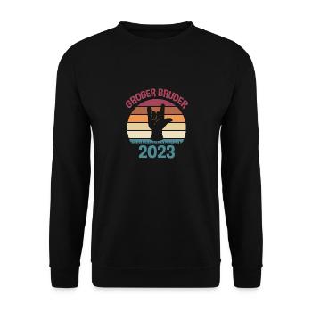 Großer Bruder 2023 Geschenk Babyparty Schwanger - Unisex Pullover - Schwarz - Vorne - Alina (178cm) & Michal (187cm)