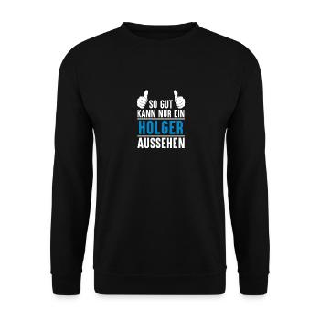 Holger Name Geschenkidee Holger Geschenk Vorname - Unisex Pullover - Schwarz - Vorne - Alina (178cm) & Michal (187cm)