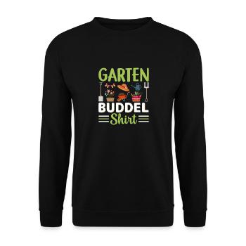 Garten buddel Shirt Gärtner Gärtnerin - Unisex Pullover - Schwarz - Vorne - Alina (178cm) & Michal (187cm)