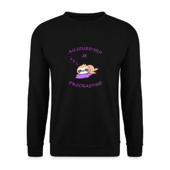 Aujourd'hui je procrastine - Sweat-shirt Unisexe - noir - Devant - Alina (178cm) & Michal (187cm)