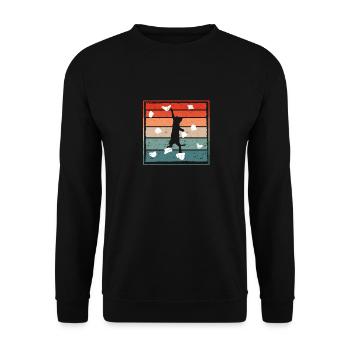 Funny Bouldering Cat Climber Cute Cat - Unisex Sweatshirt - black - Front - Alina (178cm) & Michal (187cm)