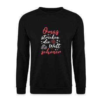 Omas stricken die Welt schöner - Unisex Pullover - Schwarz - Vorne - Alina (178cm) & Michal (187cm)