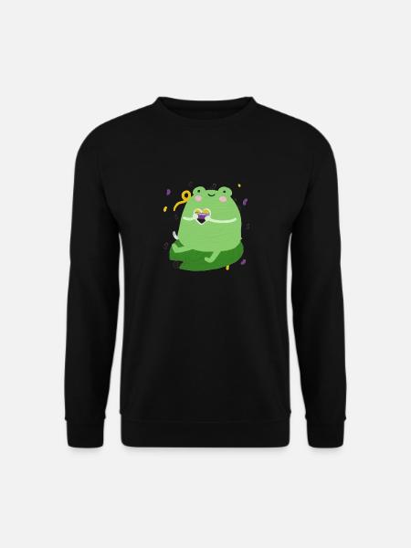 Grenouille douce avec des couleurs de drapeau de fierté non binaires - Sweat-shirt Unisexe - noir