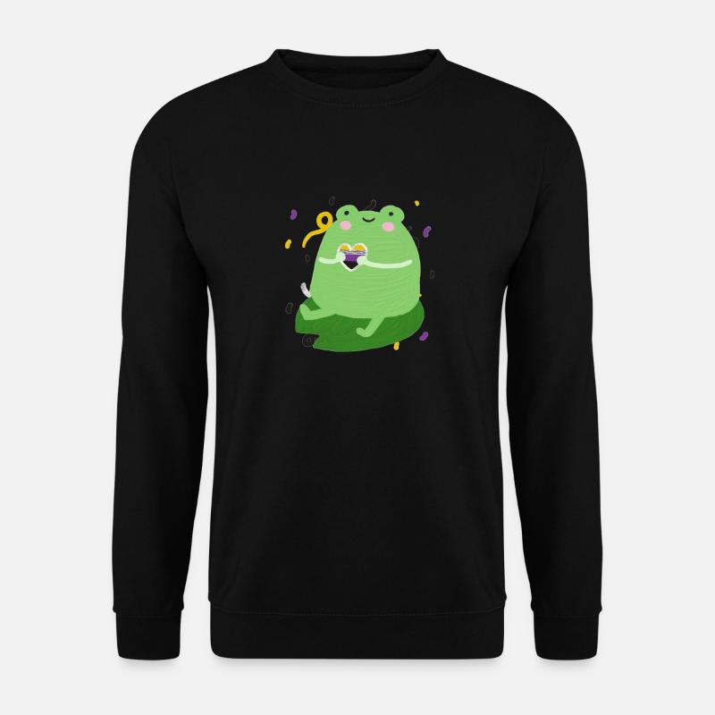 Sweet frog with non-binary pride flag colors - Unisex Sweatshirt - black