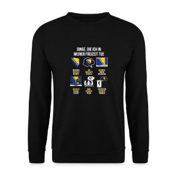 Bosnien Spruch | Lustiger Freizeit Spruch Bosnia - Unisex Pullover - Schwarz - Vorne - Alina (178cm) & Michal (187cm)