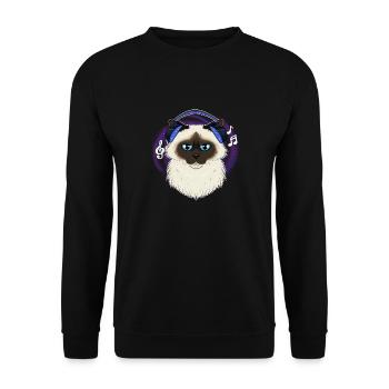 Mignon Birman Cat I Music Lover I Casque - Sweat-shirt Unisexe - noir - Devant - Alina (178cm) & Michal (187cm)