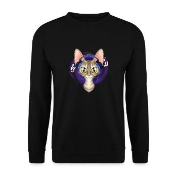 Mignon Devon Rex Cat I Music Lover I Casque - Sweat-shirt Unisexe - noir - Devant - Alina (178cm) & Michal (187cm)