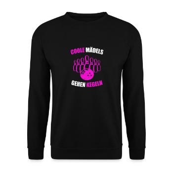 Coole Mädels Gehen Kegeln Bowling Kegelverein - Unisex Pullover - Schwarz - Vorne - Alina (178cm) & Michal (187cm)