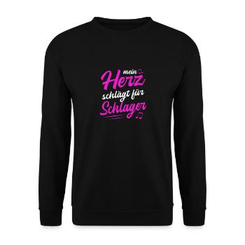 Mein Herz Schlägt Für Schlager Volksmusik Gaudi - Unisex Pullover - Schwarz - Vorne - Alina (178cm) & Michal (187cm)