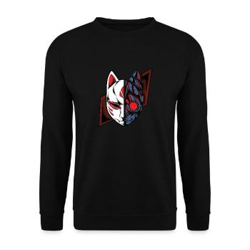mecha kitsune anime manga cat fox - Unisex Pullover - Schwarz - Vorne - Alina (178cm) & Michal (187cm)