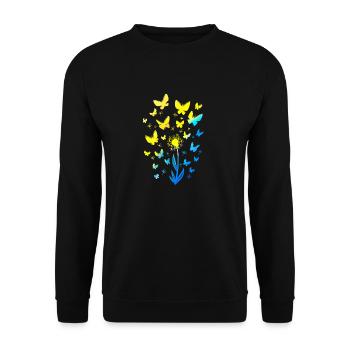 Ukraine Flagge Schmetterlinge Ukraine Shirt - Unisex Pullover - Schwarz - Vorne - Alina (178cm) & Michal (187cm)
