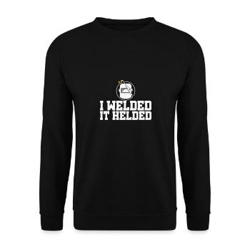Funny Designs Welded It Helded - Unisex Sweatshirt - black - Front - Alina (178cm) & Michal (187cm)