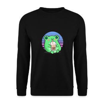 Frosch Bubbe Tee Lustiges Trinken Frosch Shake Humor - Unisex Pullover - Schwarz - Vorne - Alina (178cm) & Michal (187cm)