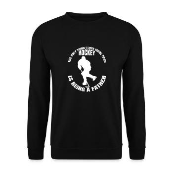 Eishockey Dad Wintersport Papa Eishockeyteam Vater - Unisex Pullover - Schwarz - Vorne - Alina (178cm) & Michal (187cm)