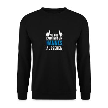 Hannes Name Geschenkidee Hannes Geschenk Vorname - Unisex Pullover - Schwarz - Vorne - Alina (178cm) & Michal (187cm)