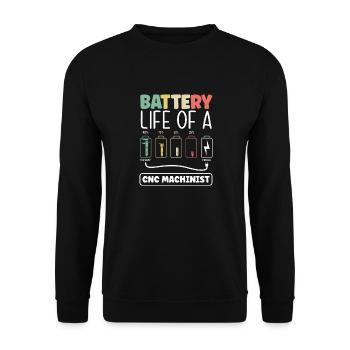 Metalworker Machining Battery Life Of A Cnc - Unisex Sweatshirt - black - Front - Alina (178cm) & Michal (187cm)