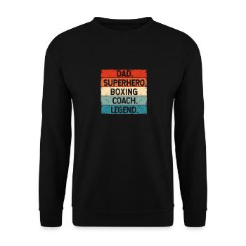 Papa Superhero Boxing Trainer Legend Boxer Trainer - Unisex Sweatshirt - black - Front - Alina (178cm) & Michal (187cm)