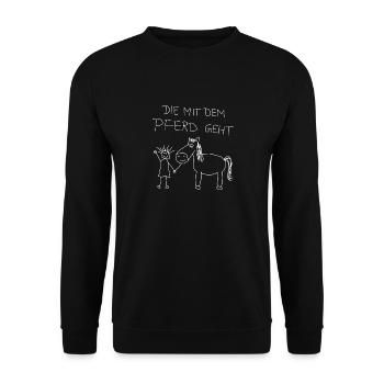 Pferd Pferde Horse Reiten Reiter Reiterin Pferde - Unisex Pullover - Schwarz - Vorne - Alina (178cm) & Michal (187cm)