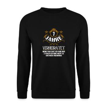 7 Jahre verheiratet nur 2 Fehler 7.Hochzeitstag - Unisex Pullover - Schwarz - Vorne - Alina (178cm) & Michal (187cm)