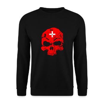 Switzerland Skull - Unisex Sweatshirt - black - Front - Alina (178cm) & Michal (187cm)