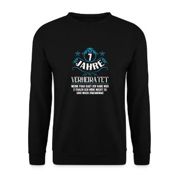7 Jahre verheiratet nur 2 Fehler 7.Hochzeitstag - Unisex Pullover - Schwarz - Vorne - Alina (178cm) & Michal (187cm)