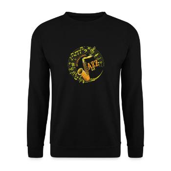 Jazz Musik Saxophone Saxophonisten Musiker - Unisex Pullover - Schwarz - Vorne - Alina (178cm) & Michal (187cm)