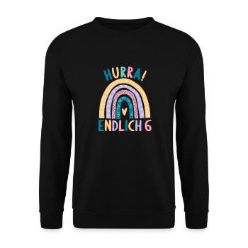 6 Jahre Geburtstagskind Regenbogen 6. Geburtstag - Unisex Pullover - Schwarz - Vorne - Alina (178cm) & Michal (187cm)