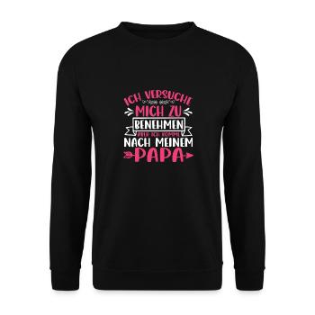 Witzige Spaß Sprüche für Herren und Damen - Unisex Pullover - Schwarz - Vorne - Alina (178cm) & Michal (187cm)