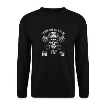 The Rebel in me will never The cool biker shirt - Unisex Sweatshirt - black - Front - Alina (178cm) & Michal (187cm)