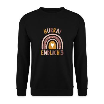 3 Jahre Geburtstagskind Regenbogen 3. Geburtstag - Unisex Pullover - Schwarz - Vorne - Alina (178cm) & Michal (187cm)